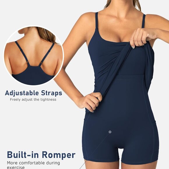 Navy Tennis Dress with Built-in Skort - Picture 2 of 15